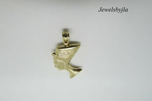 14K Pretty Yellow Gold 3-D Pendant Of Queen Nefertiti Of Egypt 2 Grams