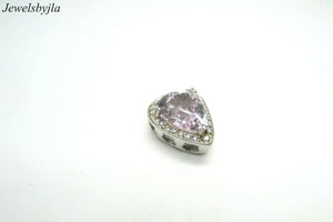 14K Gorgeous White Gold Oval Shaped Kunzite Pendant With Diamonds 1.17 Cts