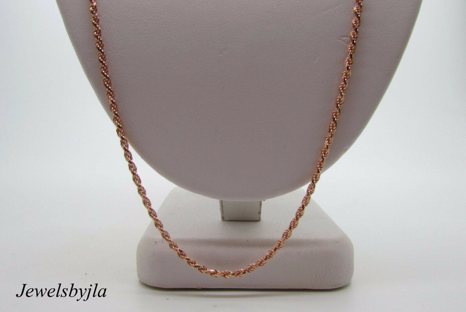 14K Rose Gold Diamond Cut 20 Inches Rope Chain 7.8 Grams 2 Mm Made In Italy.