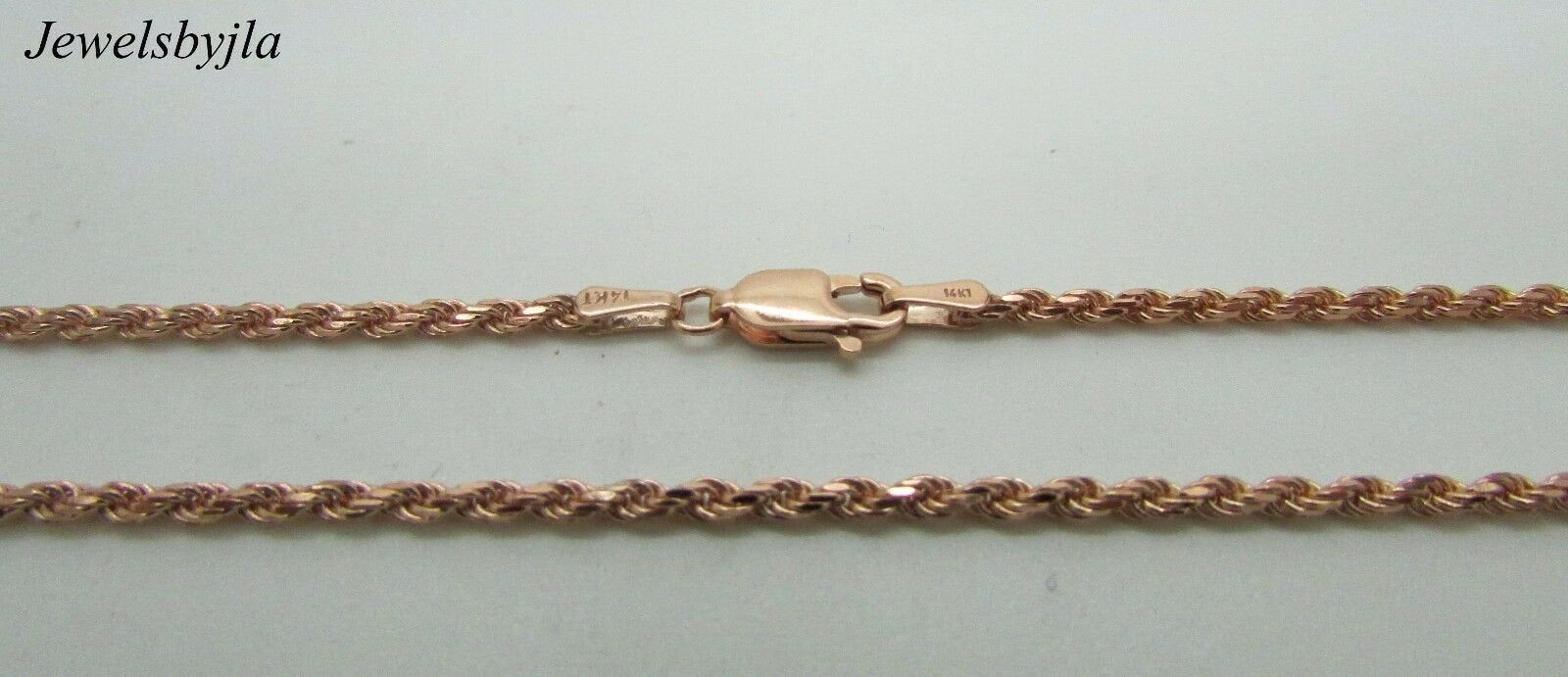 14K Rose Gold Diamond Cut 20 Inches Rope Chain 7.8 Grams 2 Mm Made In Italy.