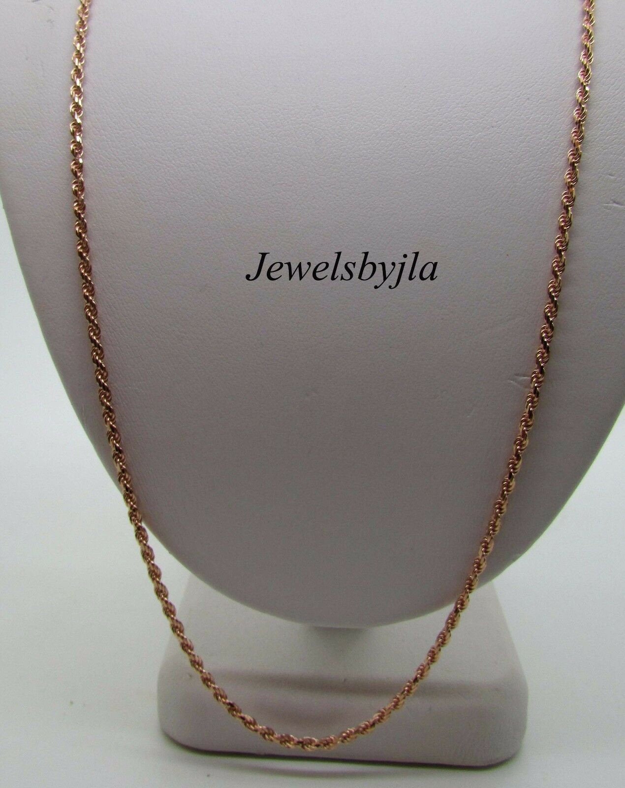 14K Rose Gold Diamond Cut 20 Inches Rope Chain 7.8 Grams 2 Mm Made In Italy.