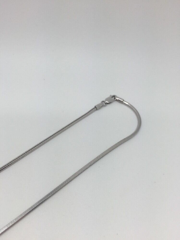 14K Pretty White Gold Square Snake Chain 22 Inches 8 Grams 1.2 Mm