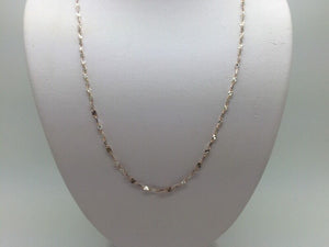 14K Two Tone Diamond Cut 16 Inches Shiny Flat Disc Chain 2.1 Grams
