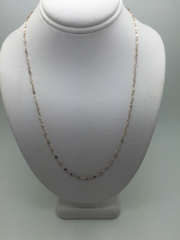 14K Two Tone Diamond Cut 16 Inches Shiny Flat Disc Chain 2.1 Grams