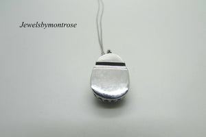 14K White Gold Blue Sapphire And Diamonds Shoe Pendant With 18&quot; Link Chain
