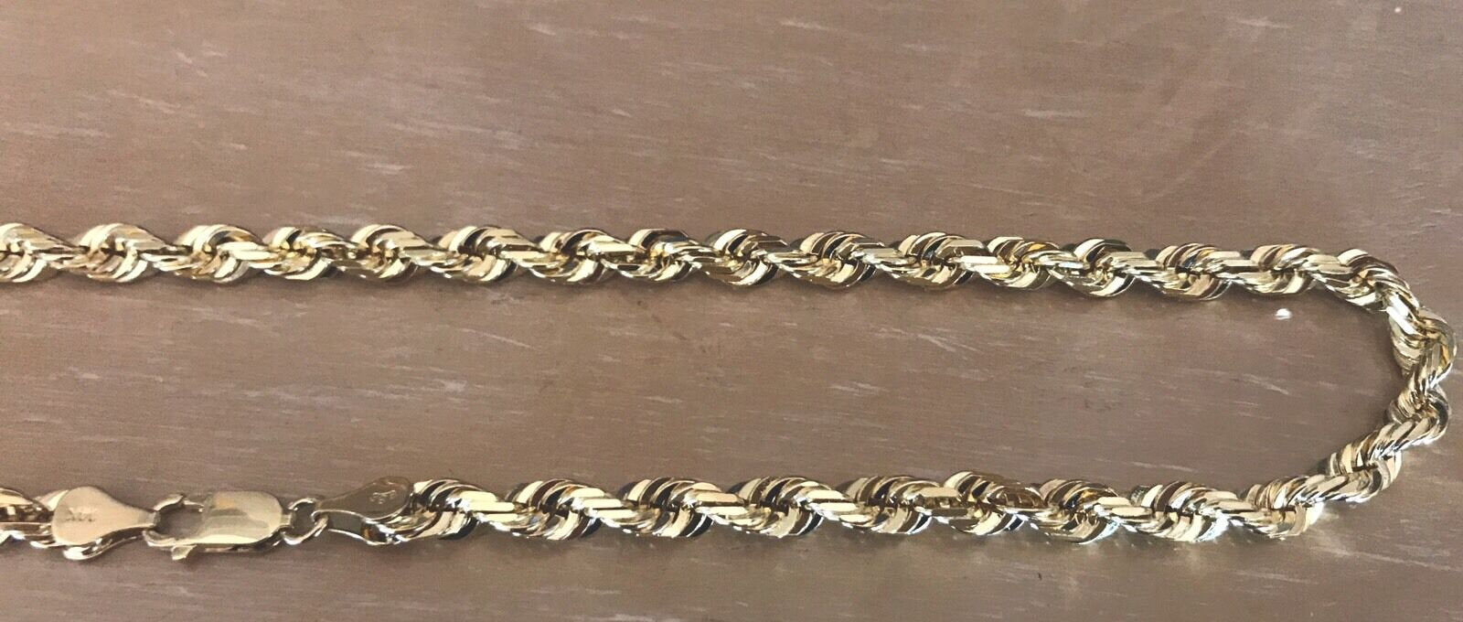 14K Pretty Yellow Gold Solid Rope Chain 22 Inches 51 Grams Made In Italy.