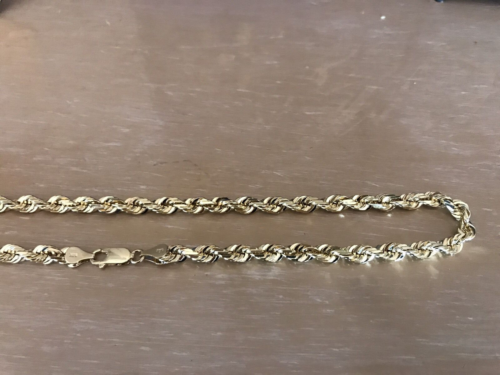 14K Pretty Yellow Gold Solid Rope Chain 22 Inches 51 Grams Made In Italy.