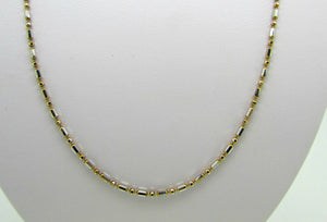 14K Pretty Two Tone Chain 3.5 Grams 1.4 Mm Wide 16 Inches Made In Italy