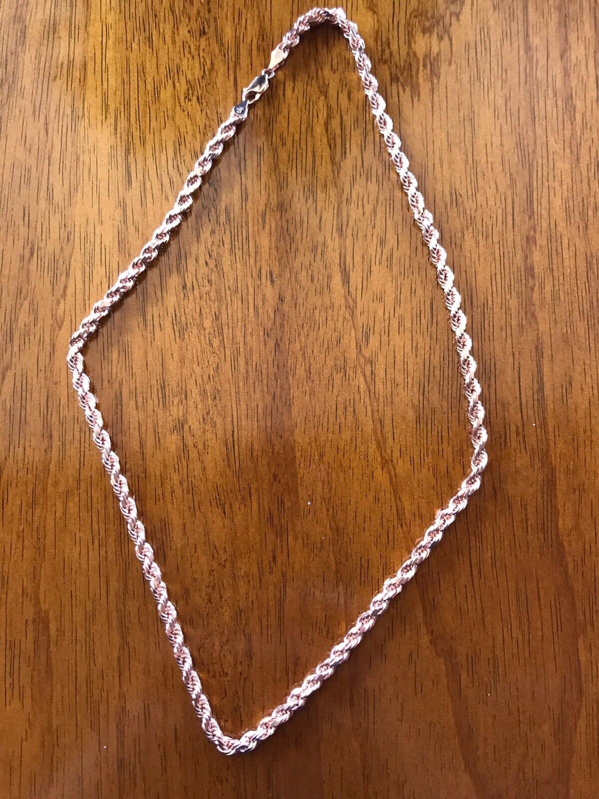 14K Pretty Rose Gold Diamond Cut 20 Inches Solid Rope Chain 36.60 Grams 5Mm