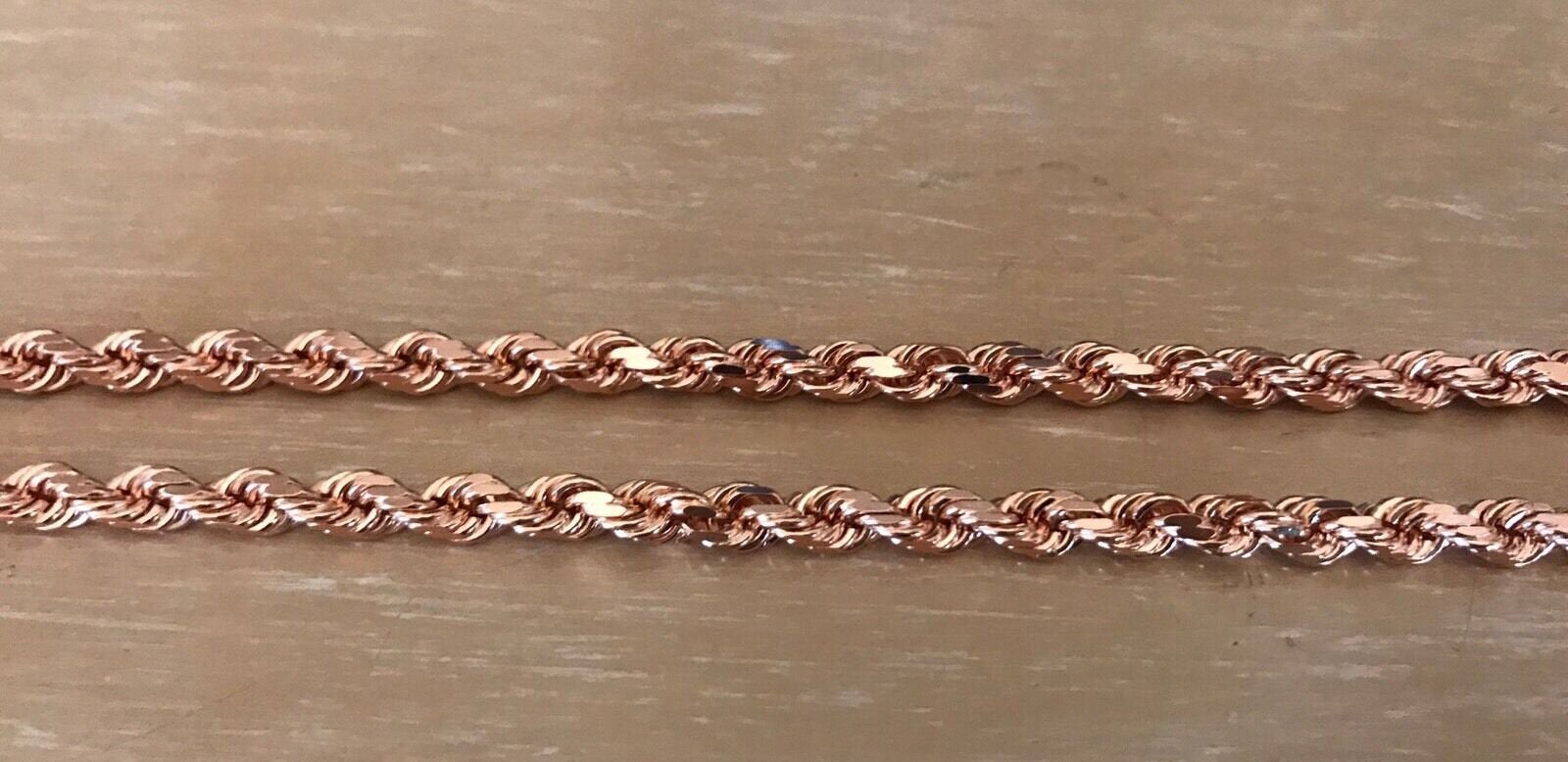 14K Pretty Rose Gold Diamond Cut 20 Inches Solid Rope Chain 36.60 Grams 5Mm