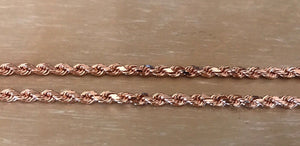 14K Pretty Rose Gold Diamond Cut 20 Inches Solid Rope Chain 36.60 Grams 5Mm