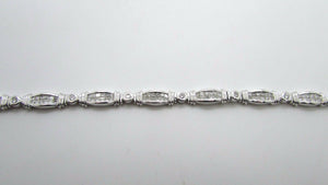 14K White Gold Pretty Fancy Tennis Bracelet Princess and Round Diamonds 5.75 Cts