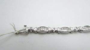 14K White Gold Pretty Fancy Tennis Bracelet Princess and Round Diamonds 5.75 Cts