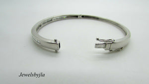 14K White Gold Pretty Girls Bangle With Baguette Diamonds 1.25 Cts 12 Grams
