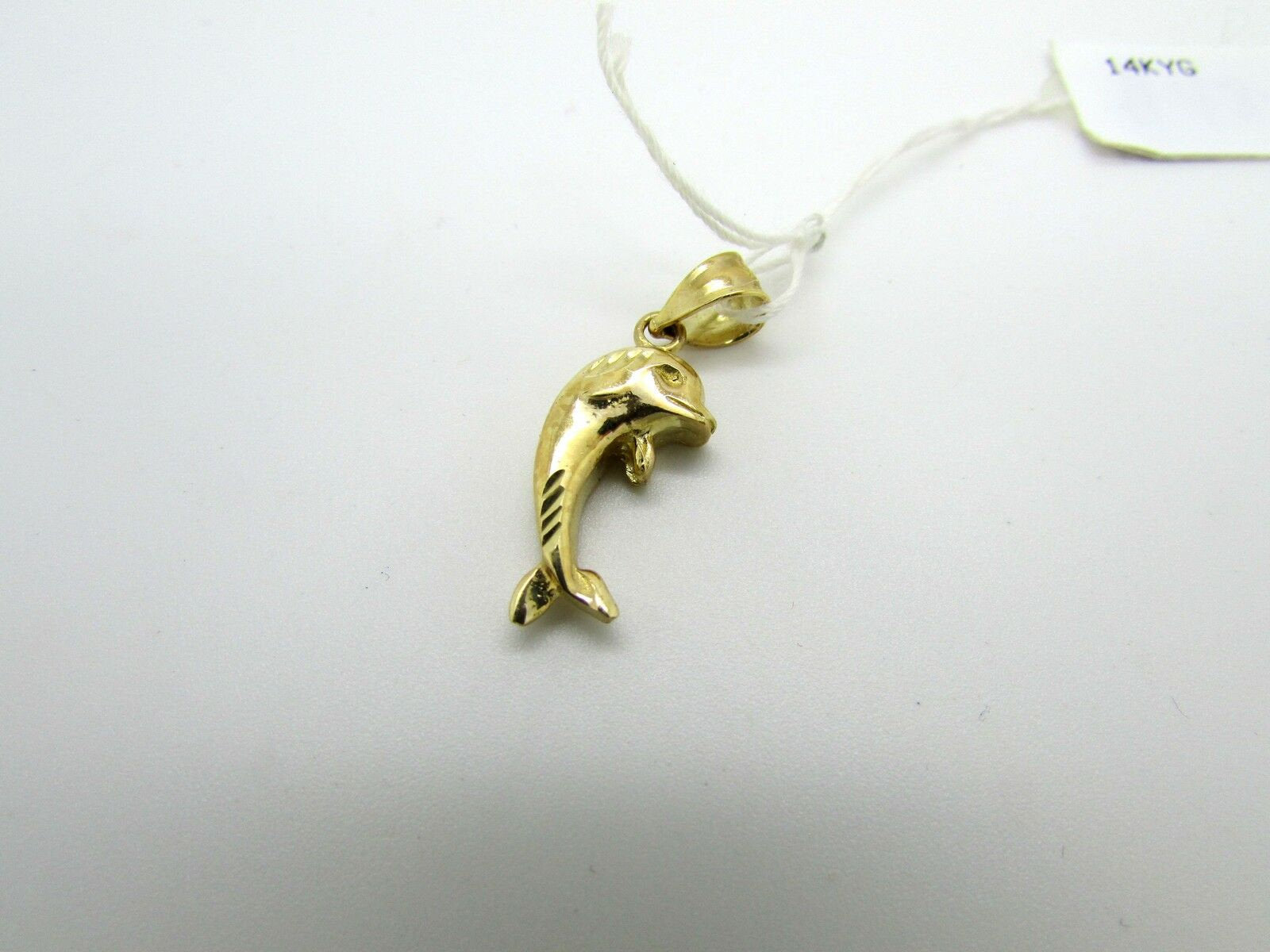 14K Pretty Yellow Gold Swimming Dolphin Charm/Pendant