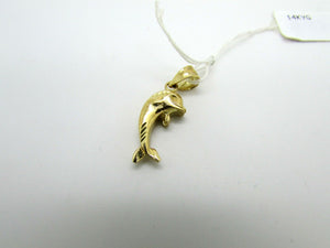14K Pretty Yellow Gold Swimming Dolphin Charm/Pendant