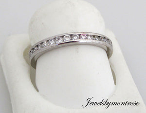 14K White Gold Eternity Band With 0.75 Cts Round Diamonds Size6 2.1 Grams
