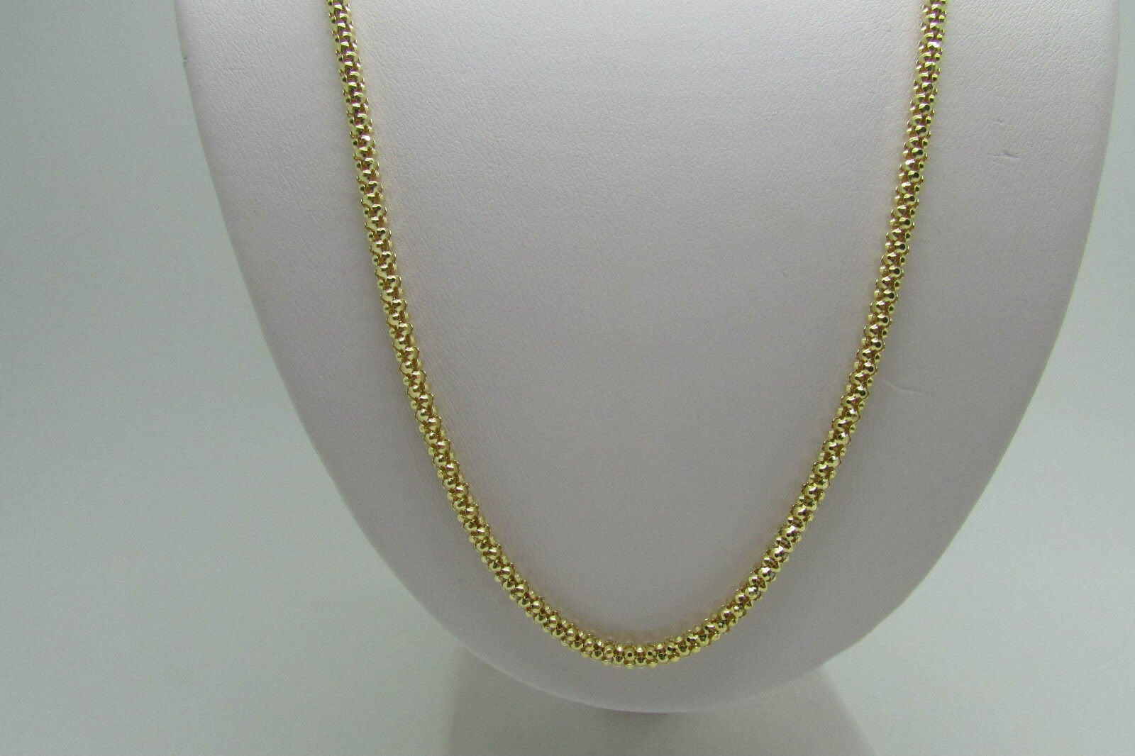 14K Solid Yellow Gold Pretty Popcorn Chain 18 Inches 7.7 Grams 2.6 Mm