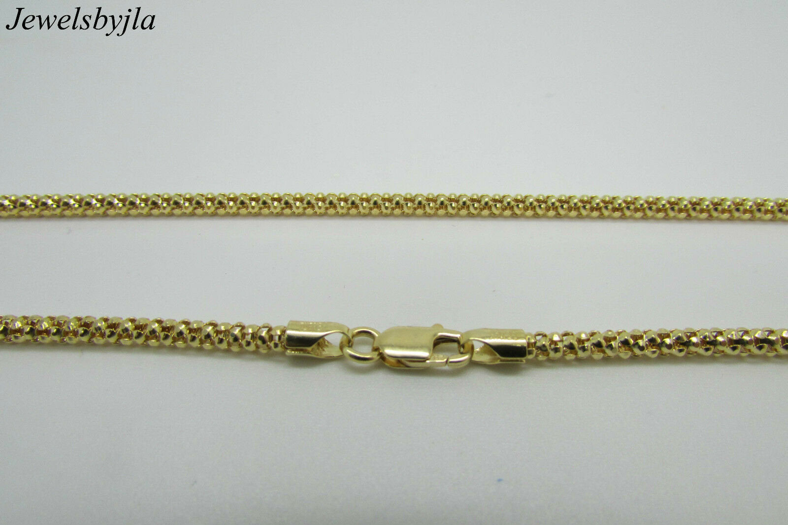 14K Solid Yellow Gold Pretty Popcorn Chain 18 Inches 7.7 Grams 2.6 Mm