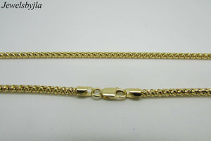 14K Solid Yellow Gold Pretty Popcorn Chain 18 Inches 7.7 Grams 2.6 Mm