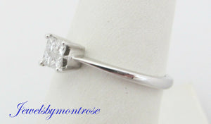 14K White Gold Engagement Ring With 4 Princess Cut Diamonds 0.25 Cts
