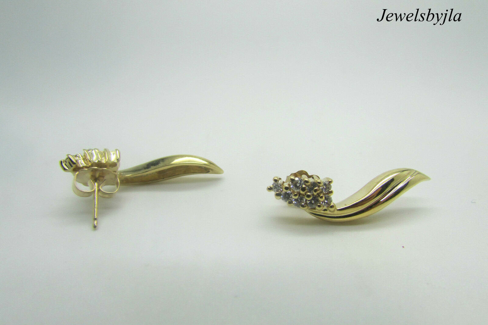 14K Yellow Gold Drop Earrings With Clustered Round Diamonds .32 Cts