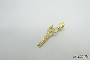 14K Yellow Gold Cute And Detailed Stationary Scissor Charm/Pendant 0.60 Grams