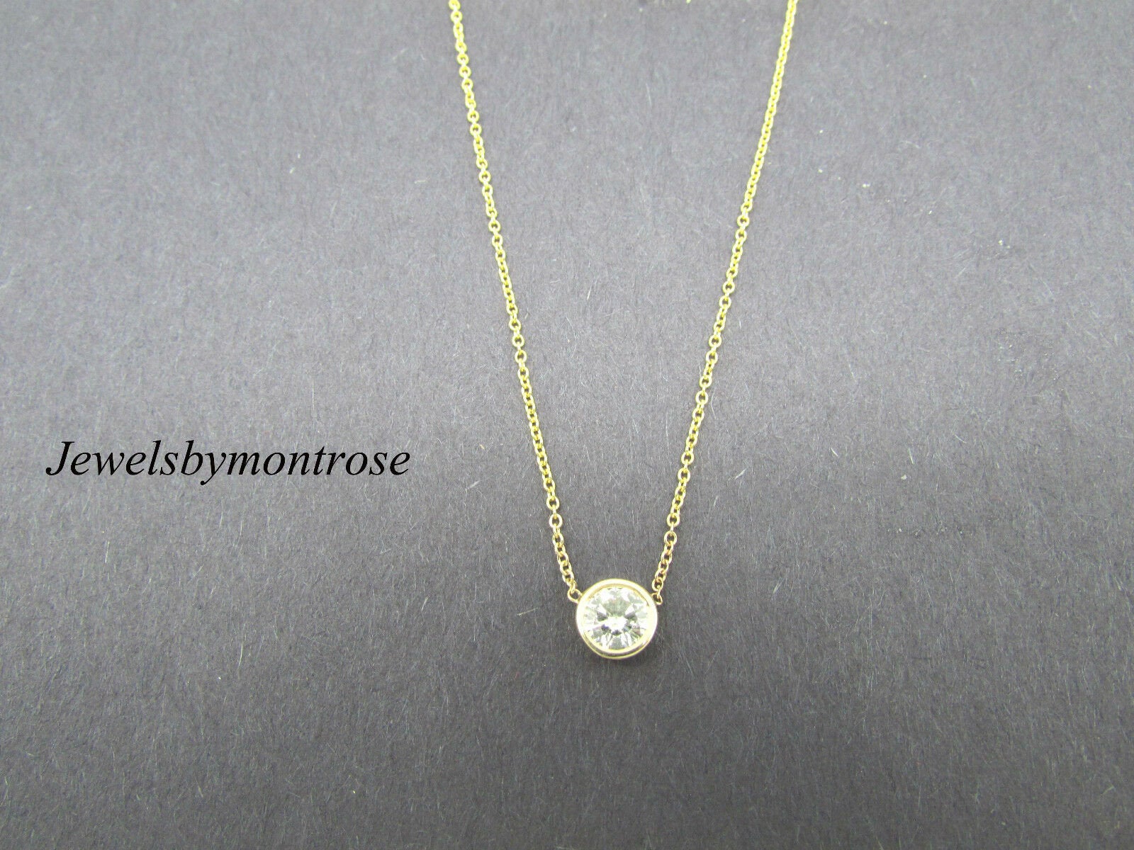 14K Pretty Yellow Gold Chain Necklace With A Single Diamond 1.4 Grams 0.60 Cts