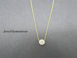 14K Pretty Yellow Gold Chain Necklace With A Single Diamond 1.4 Grams 0.60 Cts