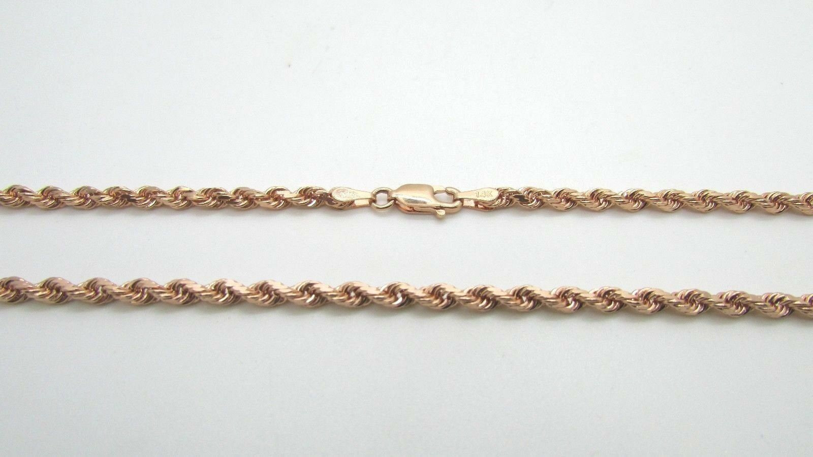 14K Pretty Rose Gold Diamond Cut 26 Inches Rope Chain 19.7 Grams