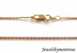 14K Rose Gold Diamond Cut 16 Inches Rope Chain 2.7 Grams 1.1 Mm