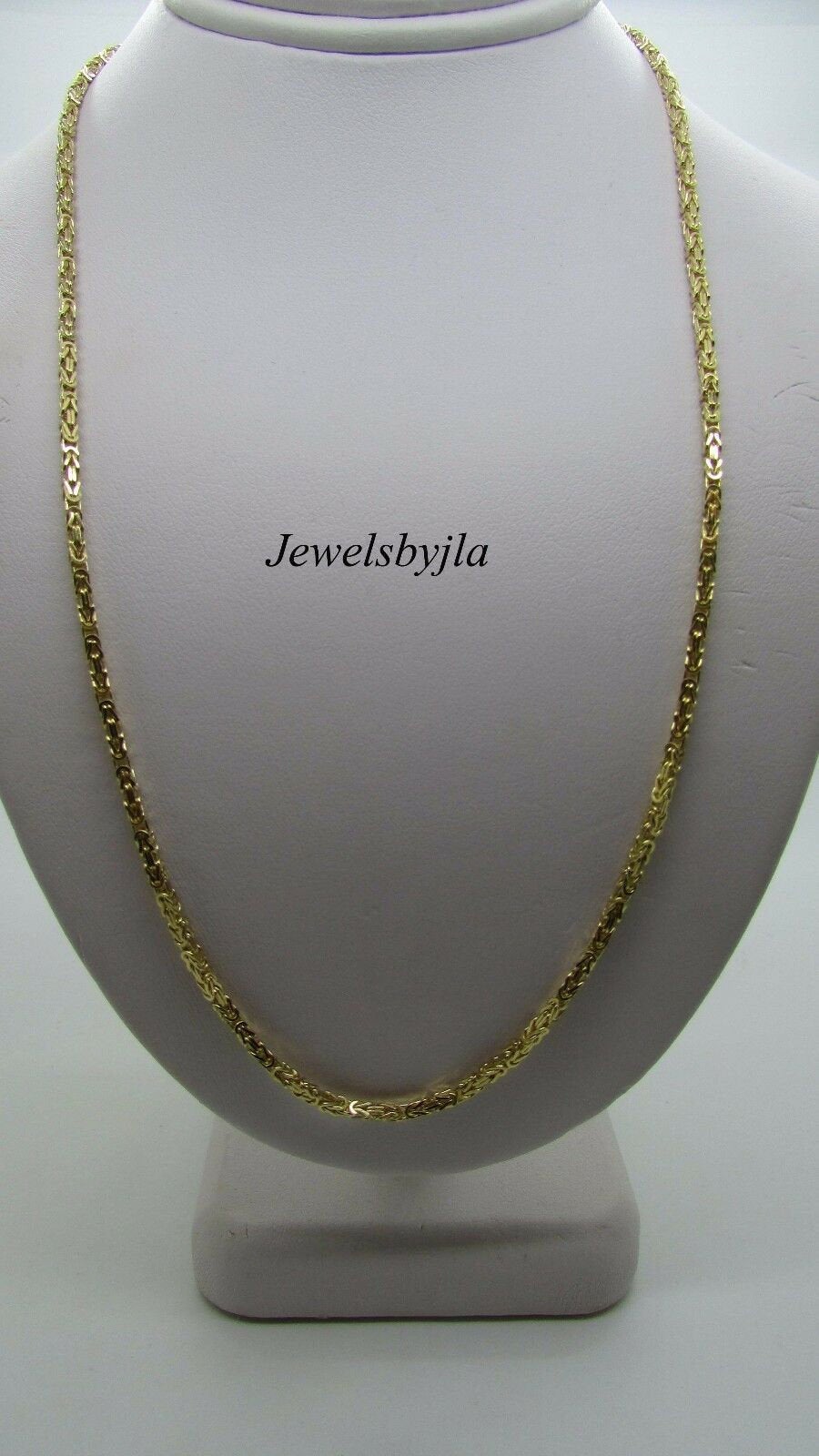 14K Pretty Yellow Gold Diamond Cut 18 Inches Byzantine Chain 22 Grams 2.6 Mm