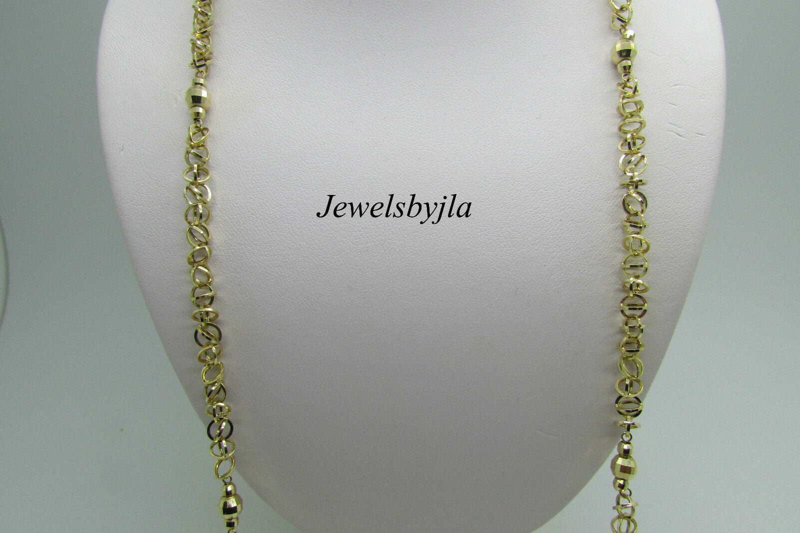 14K Pretty Yellow Gold High Polished Circular Disc Chain 10.6 Grams 38 &quot;1.5 Mm
