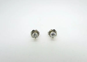 14K Pretty White Gold Round Diamond Stud Earrings .33 Points