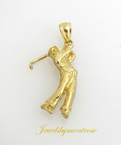 14K Beautiful Yellow Gold Golfer Charm/Pendant 4.0 Grams