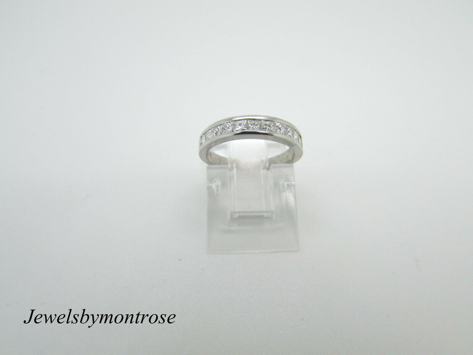 14K White Gold Eternity Wedding Ring Princess Cut Diamonds 0.40 Cts Sale!!!
