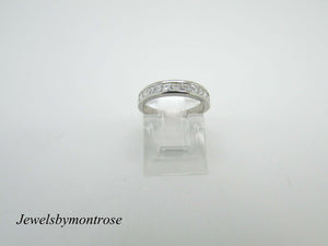14K White Gold Eternity Wedding Ring Princess Cut Diamonds 0.40 Cts Sale!!!