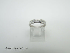 14K White Gold Eternity Wedding Ring Princess Cut Diamonds 0.40 Cts Sale!!!
