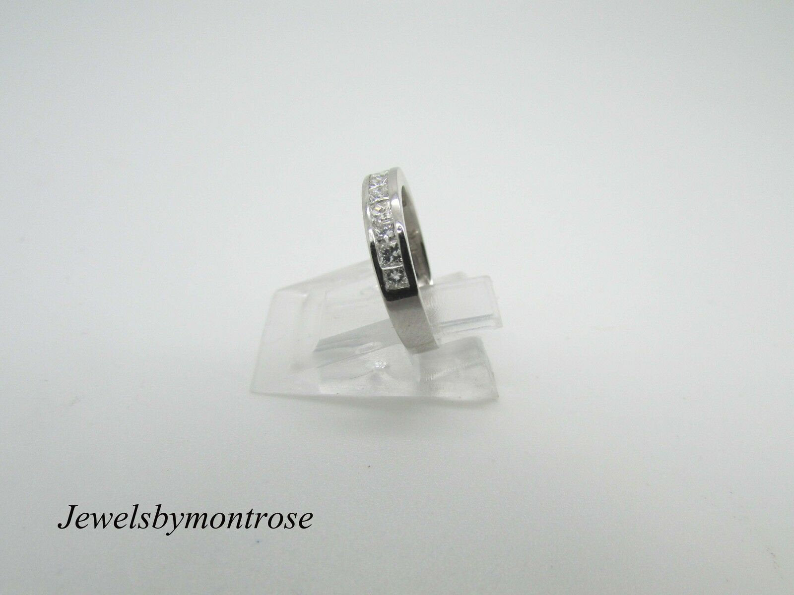 14K White Gold Eternity Wedding Ring Princess Cut Diamonds 0.40 Cts Sale!!!