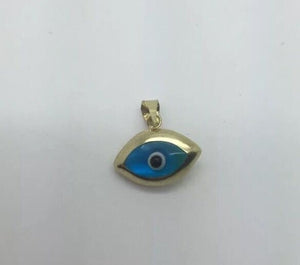 14K Pretty Yellow Gold Evil Eye Shape Pendant 1.1 Grams