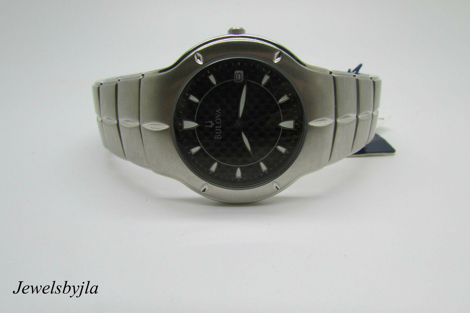 Bulova Unisex Black Dial Stainless Steel Watch 96Bx2 Brand New