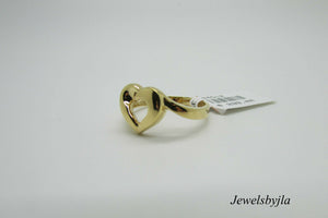 14K Yellow Gold Ladies Pretty Twisted Open Heart Ring 2.9 Grams Size 7