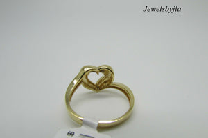14K Yellow Gold Ladies Pretty Twisted Open Heart Ring 2.9 Grams Size 7
