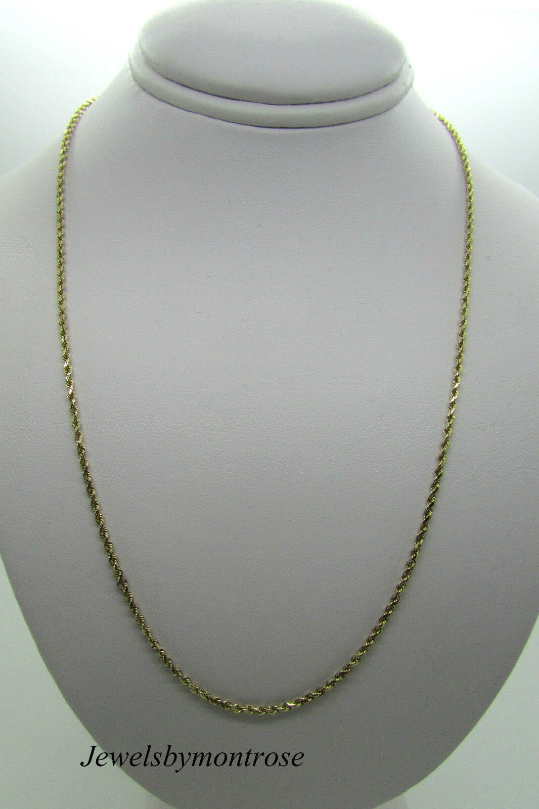 14K Yellow Gold 16 Inch Rope Chain 6 Grams 1.5 Mm Wide Made In Italy