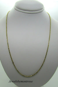 14K Yellow Gold 16 Inch Rope Chain 6 Grams 1.5 Mm Wide Made In Italy