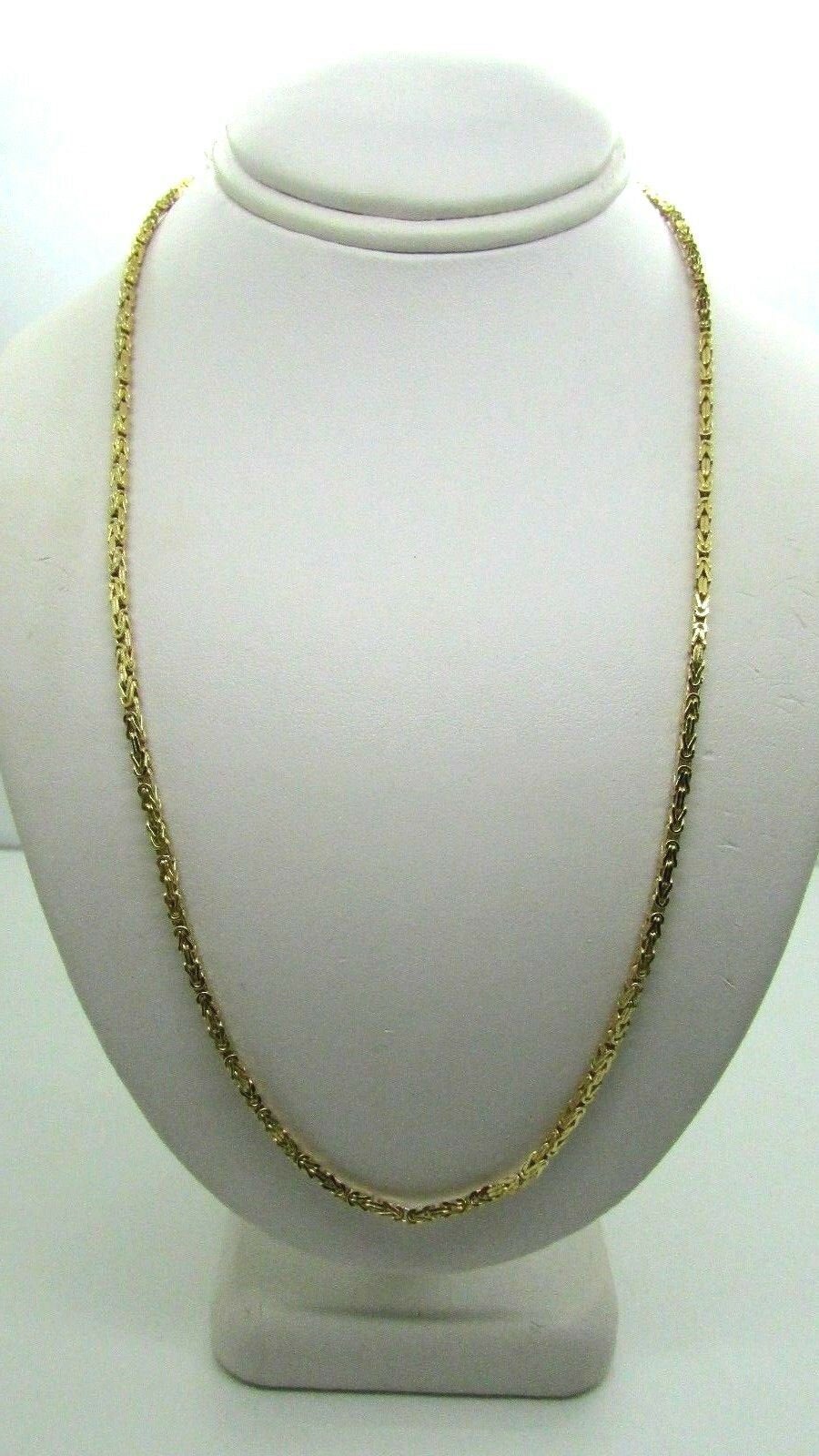 14K Pretty Yellow Gold Diamond Cut 18 Inches Byzantine Chain 6.5 Grams 1.7 Mm