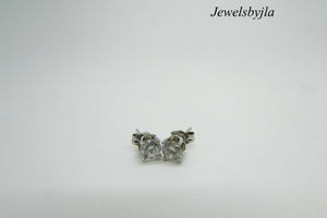 14K Pretty White Gold Clean Round Diamond Stud Earrings .80 Cts G Si1