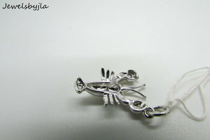 14K White Gold Cancer Horoscope Sign Pendant 1.9 Grams With Diamonds .03 Cts