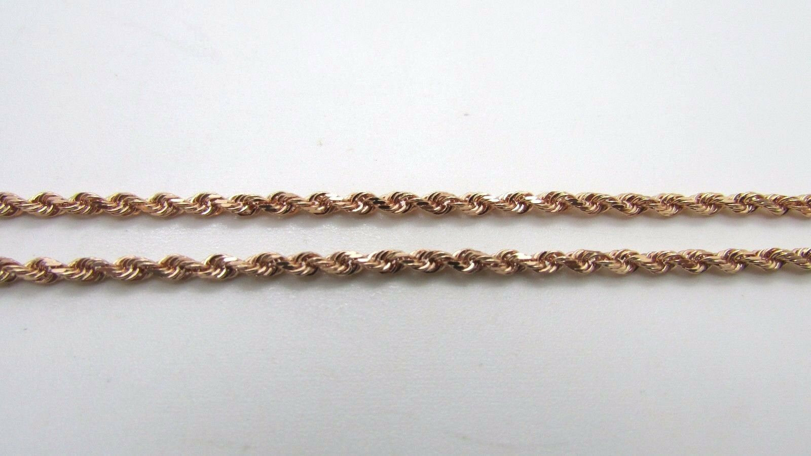 14K Rose Gold Diamond Cut 22 Inches Rope Chain 7.8 Grams 2 Mm