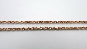 14K Rose Gold Diamond Cut 22 Inches Rope Chain 7.8 Grams 2 Mm